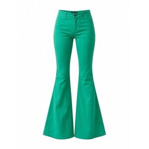 JC & JQ Women's L Green Flare Bell Bottom Jeans  Stretch Casual Pants 70s Y2K